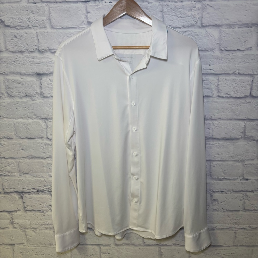 Coolibar Shirt Men's Large White Vita Button Up UV Protection Stretch UPF 50+